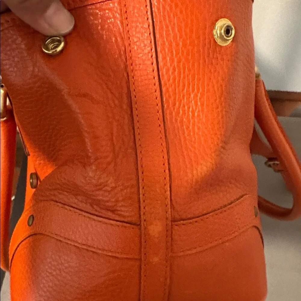 Burberry Orange Vintage Pebbled Leather Satchel Bag - Picture 15 of 16